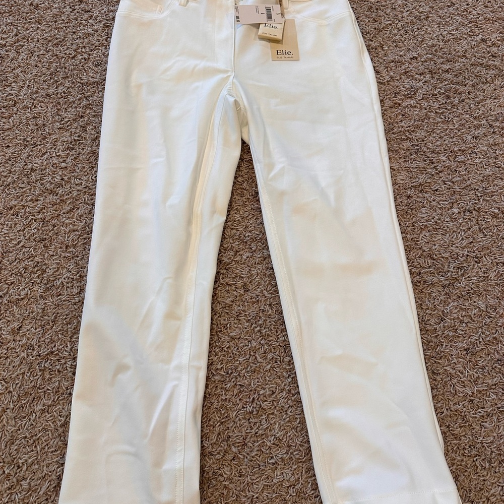Elie Tahari Cream Slim Crop Knit Pants